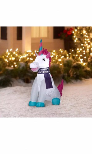 ??Holiday Time 3.5 ft Tall Unicorn, Panda & Terrier Inflatables ??Incl All 3??