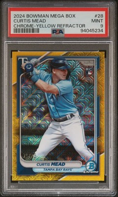 2024 Bowman Mega - Curtis Mead (RC) # d /75 Yellow Refractor - PSA 9