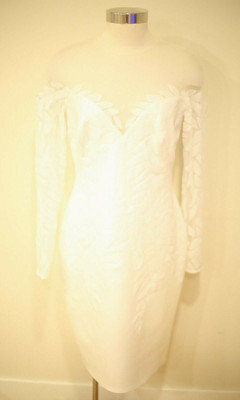 Tadashi Shoji Bridal Womens Size 10 Wedding Dress White Long Sleeve Illusion NEW