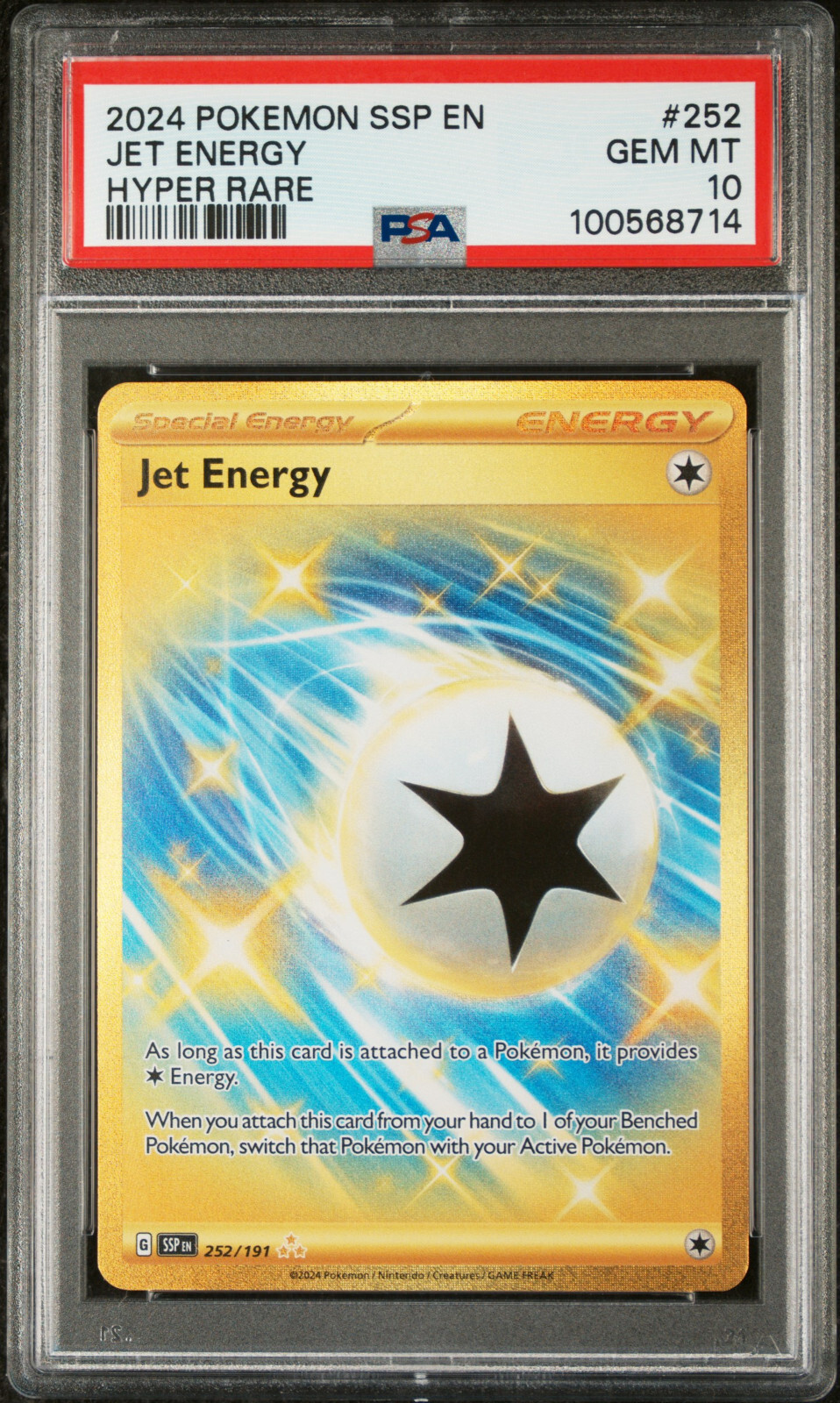 PSA 10 GEM Mint Jet Energy 252/191 Gold Hyper Rare - Pokémon
