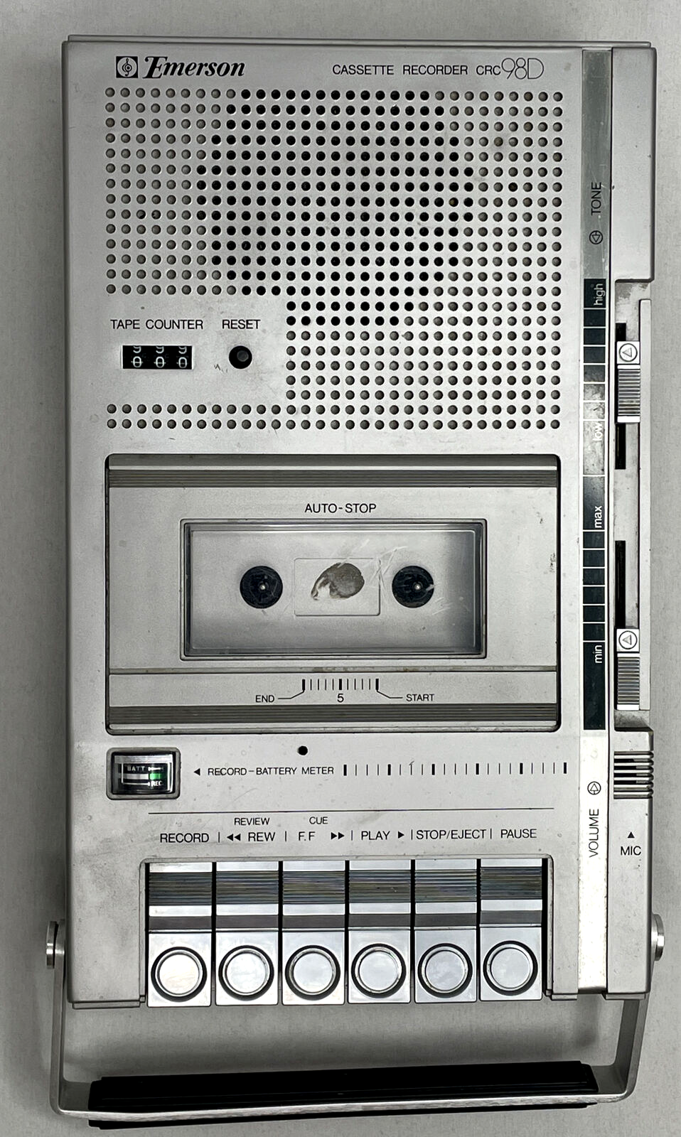 Vintage Emerson Deluxe Slim Line Portable Cassette Recorder