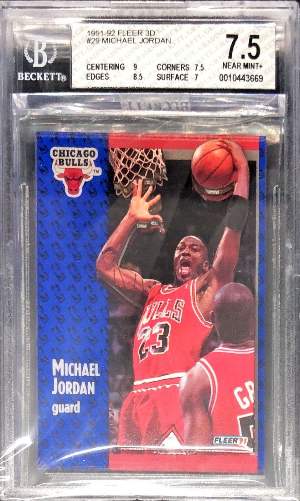 BGS 7.5 w/9 MICHAEL JORDAN 1991-92 Fleer 3D Acrylic Wrapper BGS 7.5 w/9 MICHAEL JORDAN 1991-92 Fleer 3D Acrylic Wrapper