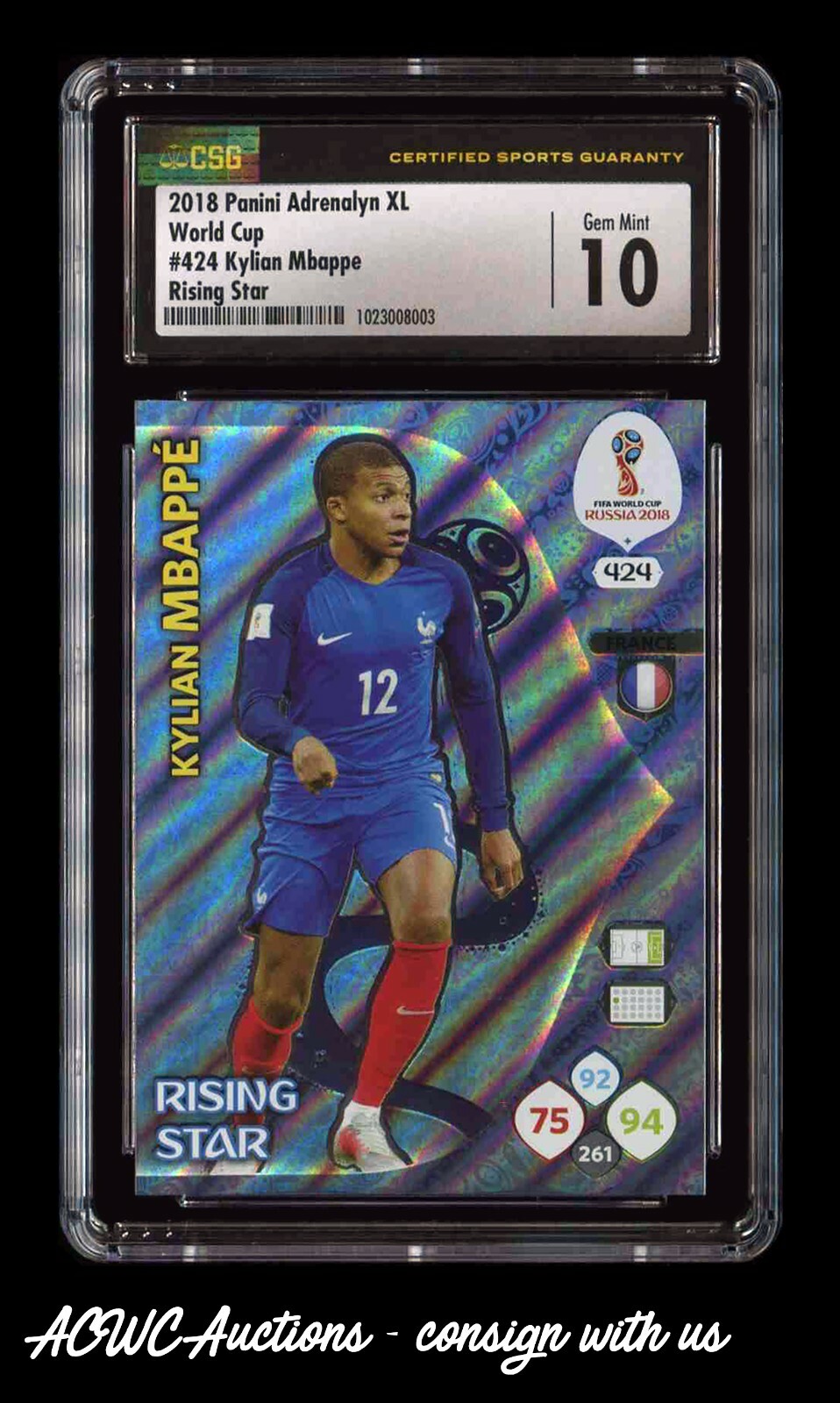 PSA9 RC mbappe panini 2018 W杯 PSA9 RC mbappe panini 2018 W杯