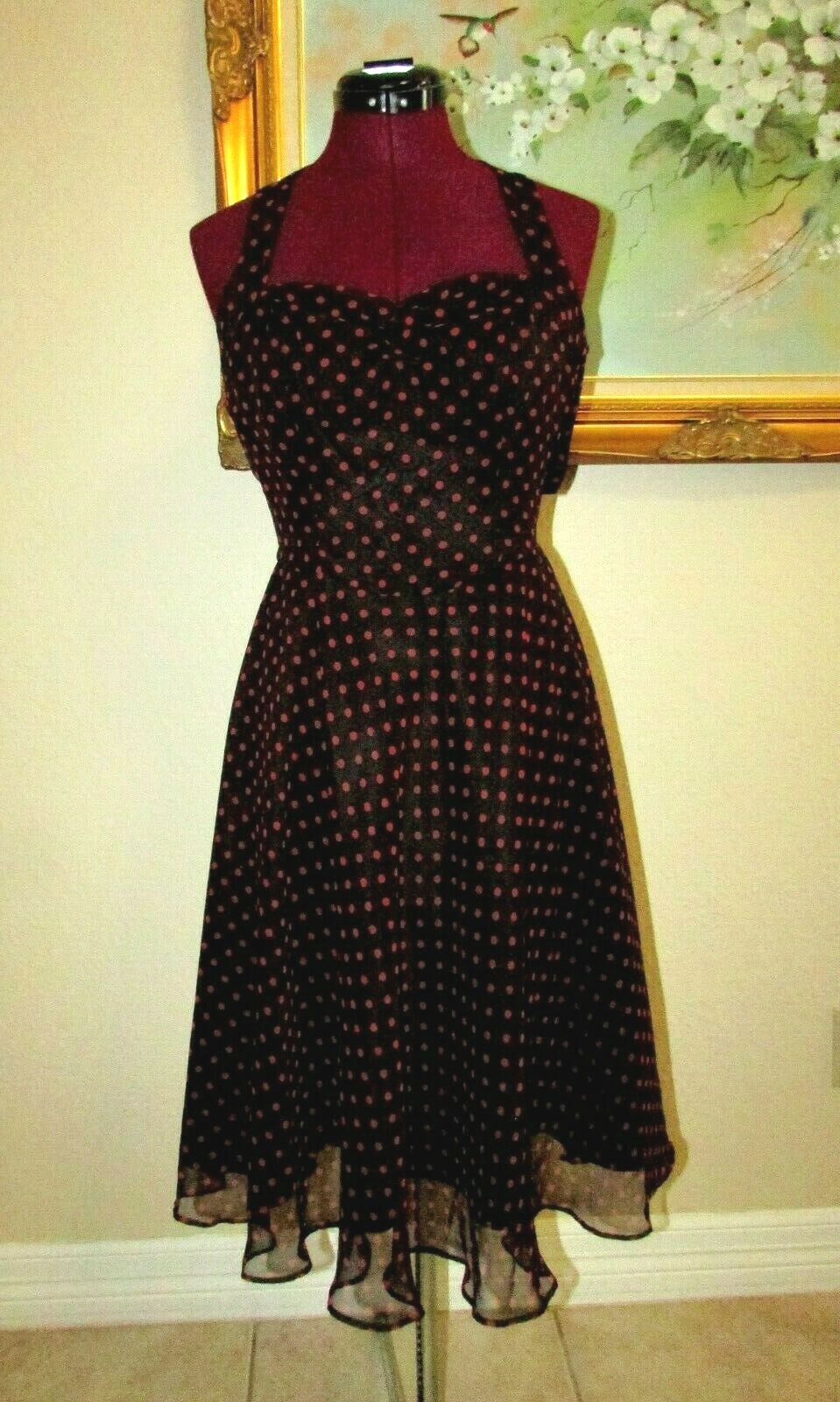 POLKA DOT CLUB チェック柄ドレス Black Polkadot Tie-Up Skater Dress