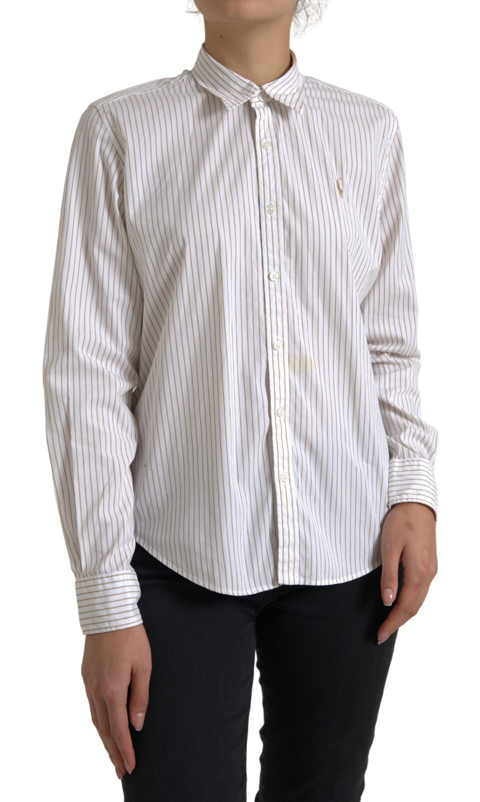 POLO RALPH LAUREN Top White Stripe Long Sleeves Collared
