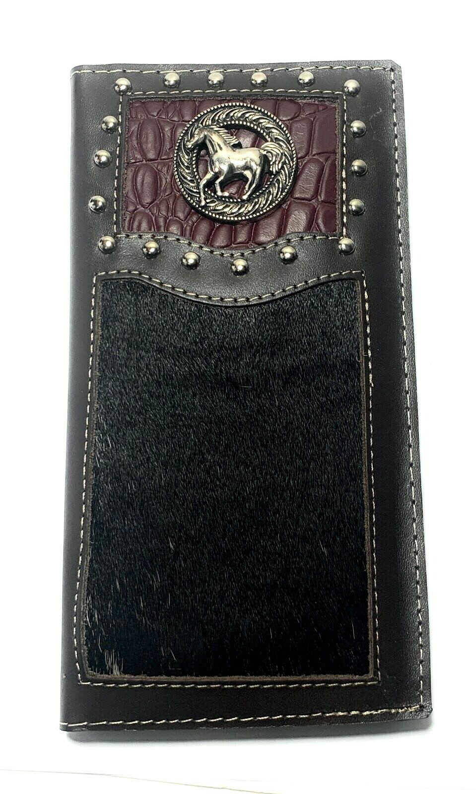 MEN'S WESTERN COWBOY WALLET GENUINE LEATHER LONG BI FOLD TALL RODEO WALLET