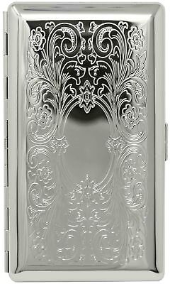 Silver Victorian Scroll (Half Pack – 10 120s) Metal Cigarette Case With Mirror