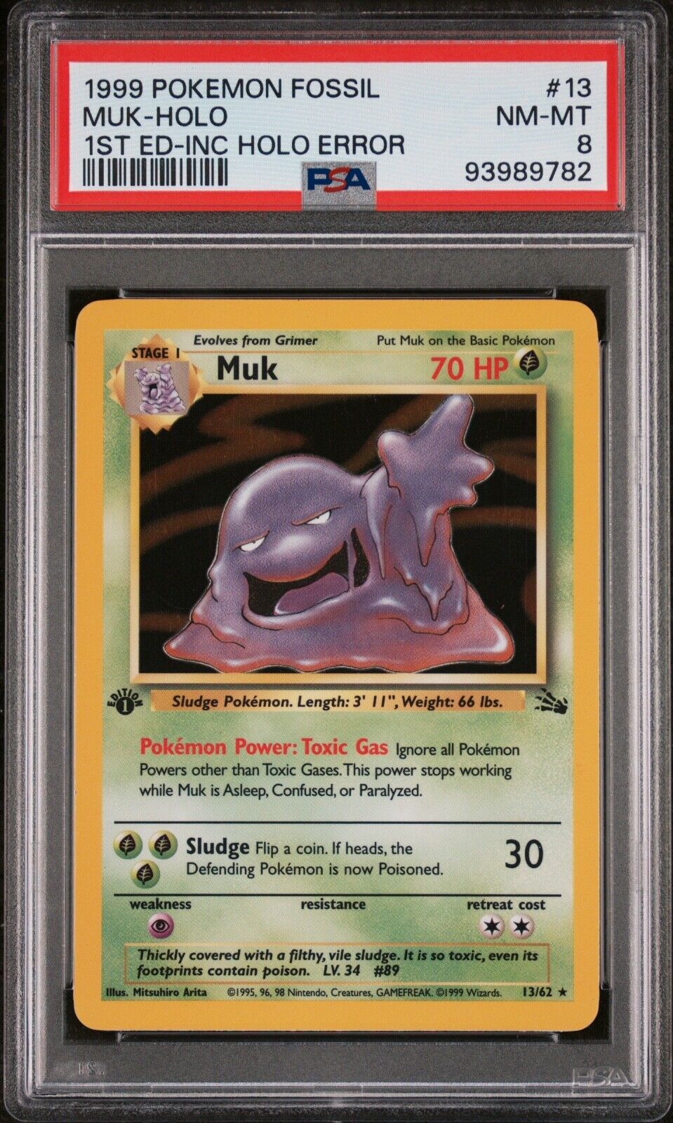 Pokémon Card Muk Fossil 13/62 Holo 1st Edition Holo - PSA Pokémon Card Muk Fossil 13/62 Holo 1st Edition Holo - PSA