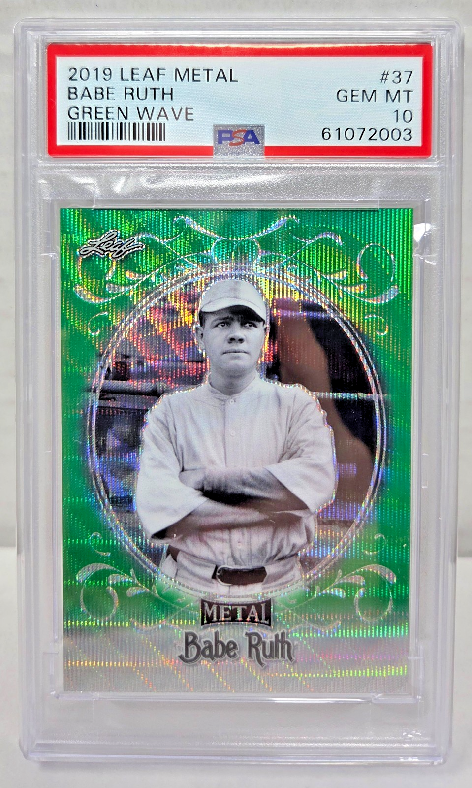 2019 Leaf Metal Green Wave Refractor BABE RUTH /7 PSA 10 Gem Mint