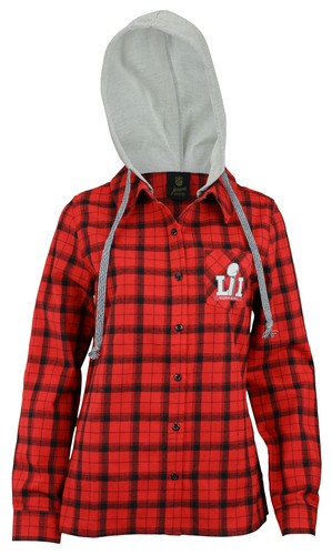 Рубашка в клетку на пуговицах с капюшоном Outerstuff NFL Juniors Superbowl 51, красная