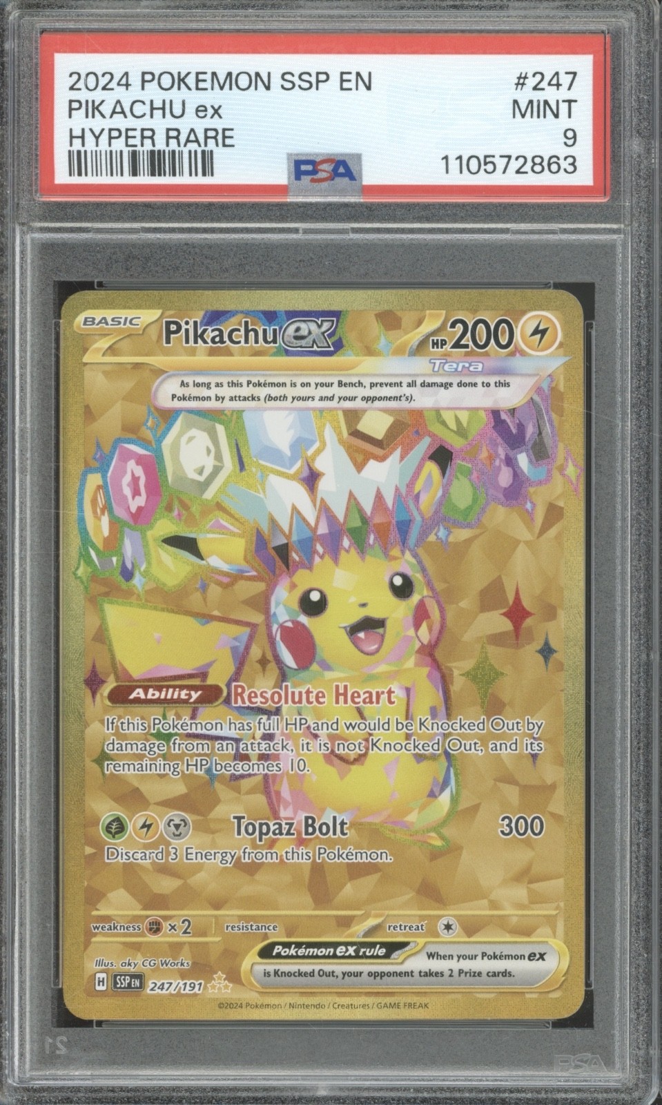 2024 Pokémon Hyper Rare #247 Pikachu EX Mint PSA 9
