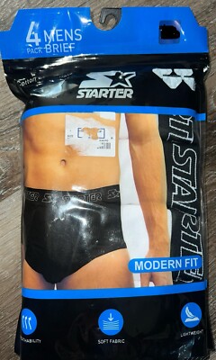 Starter ~ 4-Pair Mens Modern Fit Brief Underwear Cotton Blend WHITE~ XL