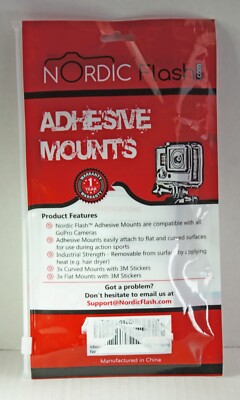 Nordic Flash Adhesive Mounts GoPro Cameras - 3x Curved & 3x Flat Mounts Bundle