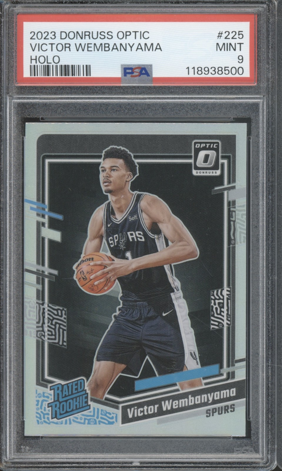2023 Panini Donruss Optic Rated Rookie Holo #225 Victor Wembanyama RC Mint PSA 9