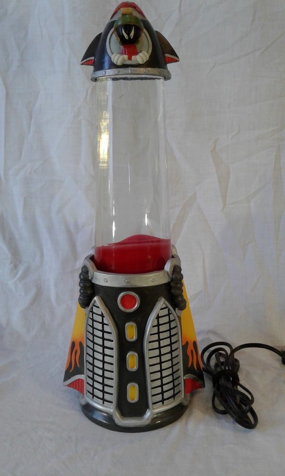 Lava Lamp Marvin the Martian Rocket Resin Red wax clear fluid RARE Looney Tunes
