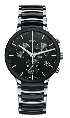 NEW RADO CENTRIX R30130152 BLACK STEEL 40mm RRP £1950 Quartz ENGRAVABLE MENS