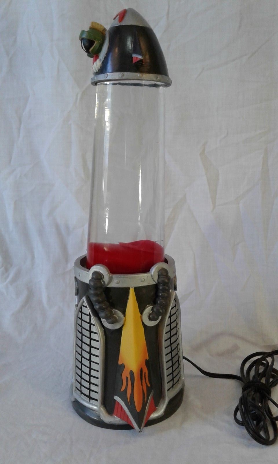 Lava Lamp Marvin the Martian Rocket Resin Red wax clear fluid RARE Looney Tunes
