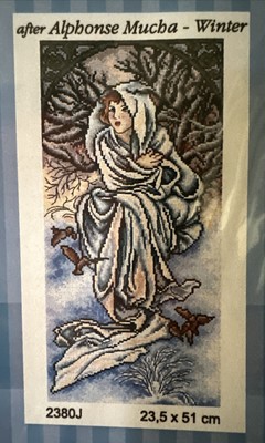 '' Printed Canvas Tapestry Gobelin Embroidery Orchidea  Winter 23.5x51cm