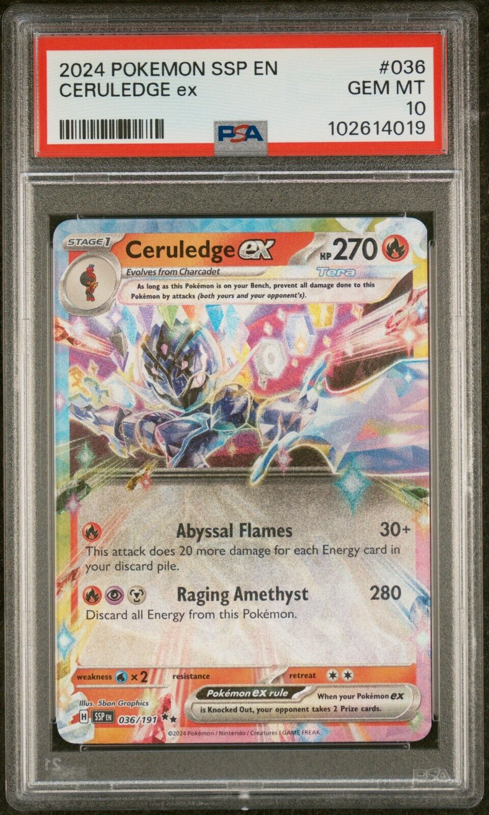 Ceruledge EX - 036/191 - Sv08: Surging Sparks Holo - PSA 10 Ceruledge EX - 036/191 - Sv08: Surging Sparks Holo - PSA 10