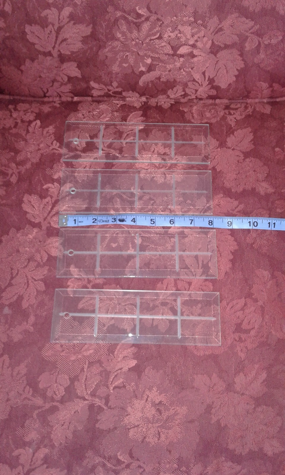 4pcs Chandelier etched glass replacement part rectangle beveled edge 8 x 2.5