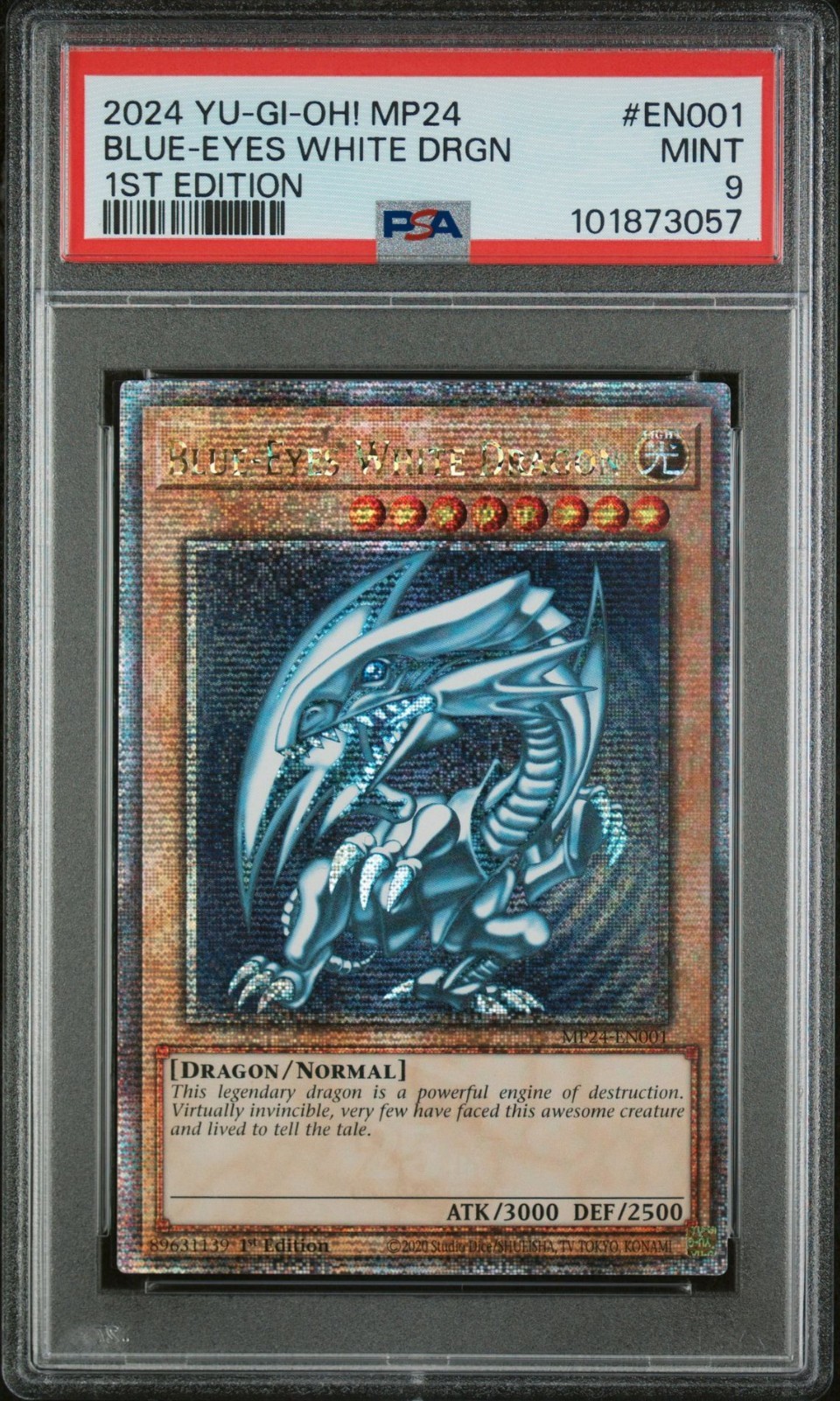 鑑定品 PSA9 　美品　BLUE EYES WHITE DRAGON バンダイ Yugioh PSA 9 BLUE-EYES WHITE DRAGON MP24-EN001 QUARTER