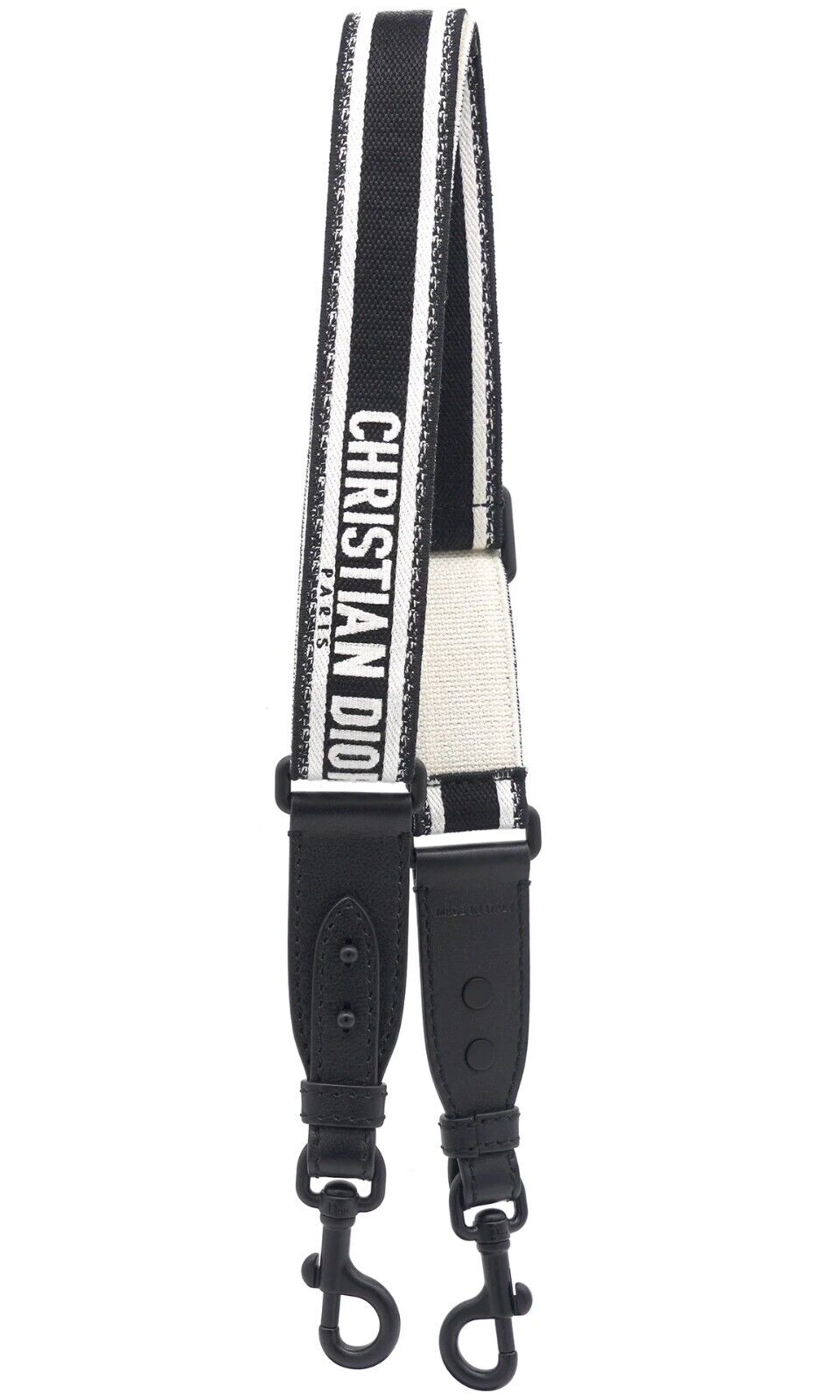 CHRISTIAN DIOR Black White Embroidered Adjustable Shoulder CHRISTIAN DIOR Black White Embroidered Adjustable Shoulder