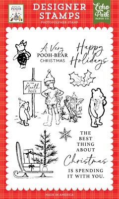 Echo Park Winnie The Pooh Snow Globe Scene Christmas Stamp and Die Set NEW