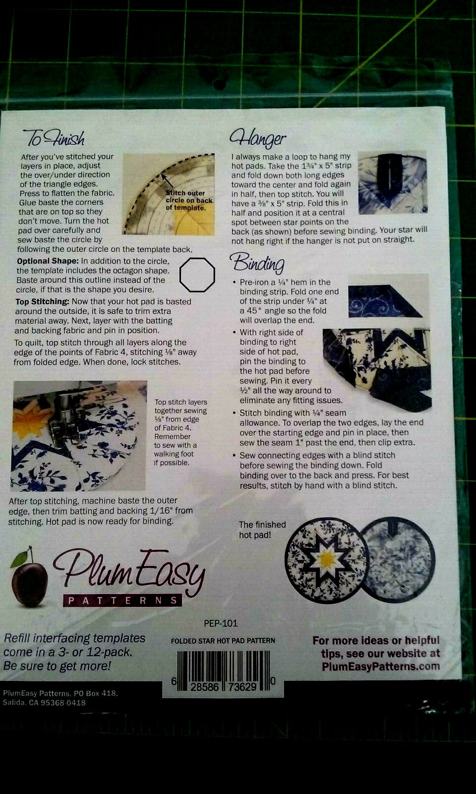 PlumEasy Patterns Rounded Folded Star Hot Pad Template