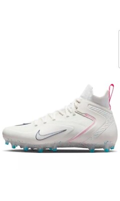 Men s Nike Alpha Huarache 8 Elite LAX Lacrosse Cleats CW4440-116 White Size 14