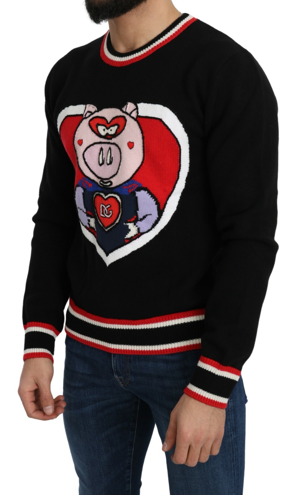 Pre-owned Dolce & Gabbana Sweater Black Cashmere Pig Of The Year Pullover It48/us38/m