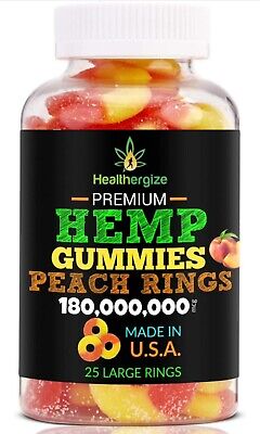 Natural Gummies-Peach Rings-Stress, Sleep, Anxiety, Pain, Muscle, Calm-USA Made