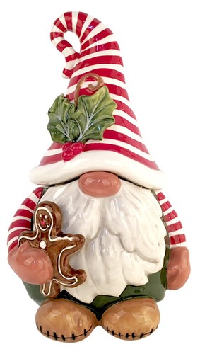 Blue Sky Clayworks Christmas Gnome W/ Gingerbread Cookie Jar Auth Retailer NEW