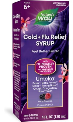 Nature's Way Cold+Flu Relief Syrup, Berry Flavored, 4 Fl Oz 