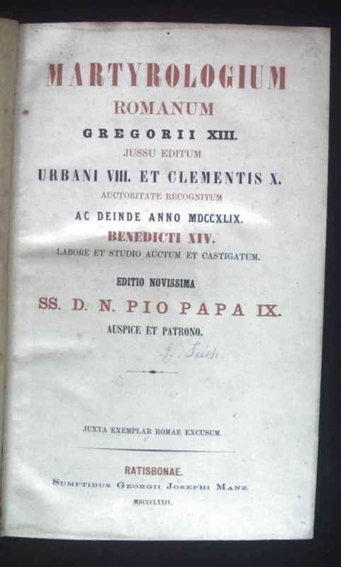 Martyrologium Romanum Gregorii Xiii. Jussu Editum Urbani Viii. Et Clemen 2078603