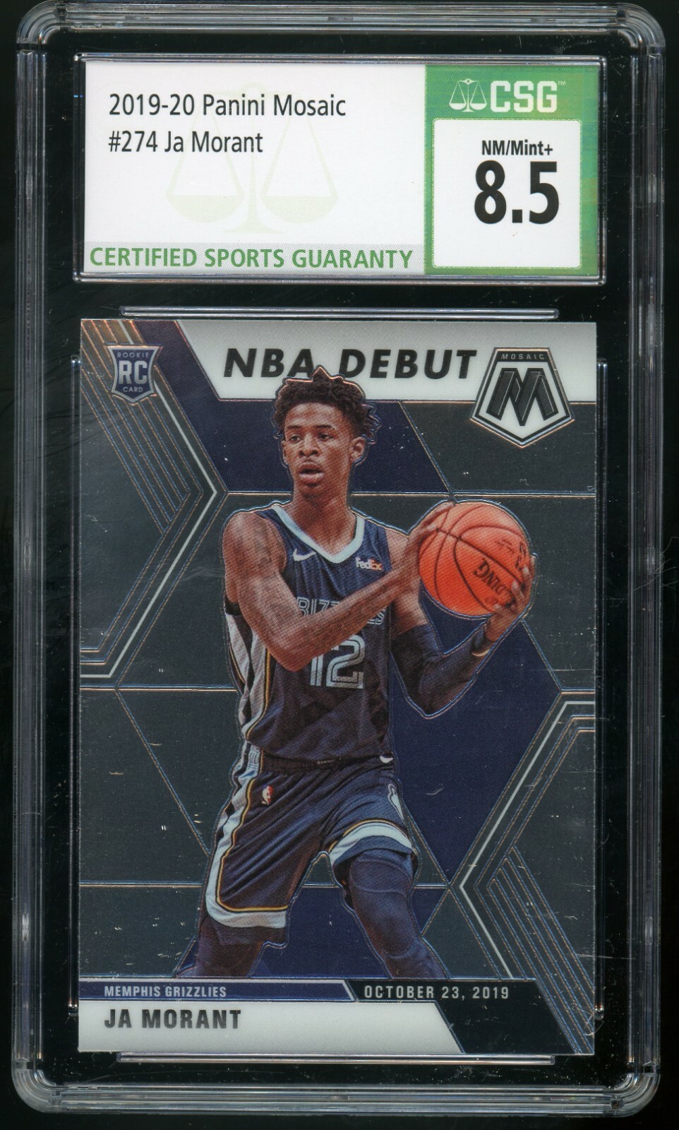 JA MORANT 2019-20 Panini Mosaic #274 NBA Debut RC Grizzlies