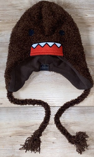 Domo Kun Lapland Ear Flap Hat Fuzzy Brown Monster Tassles Domo Kun Lapland Ear Flap Hat Fuzzy Brown Monster Tassles