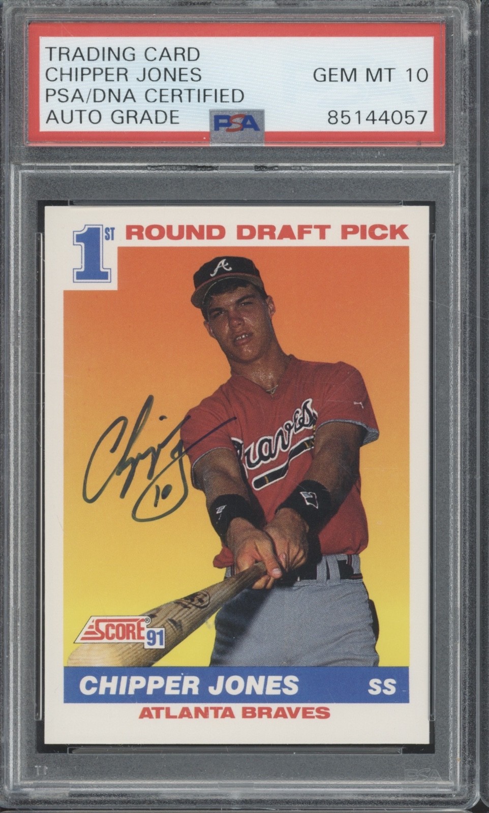 1991 Score #671 Chipper Jones Autograph RC Rookie Gem Mint PSA DNA 10 Auto