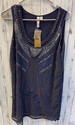 NWT Alya shift dress blue sequin size medium BOUTIQUE DRESS