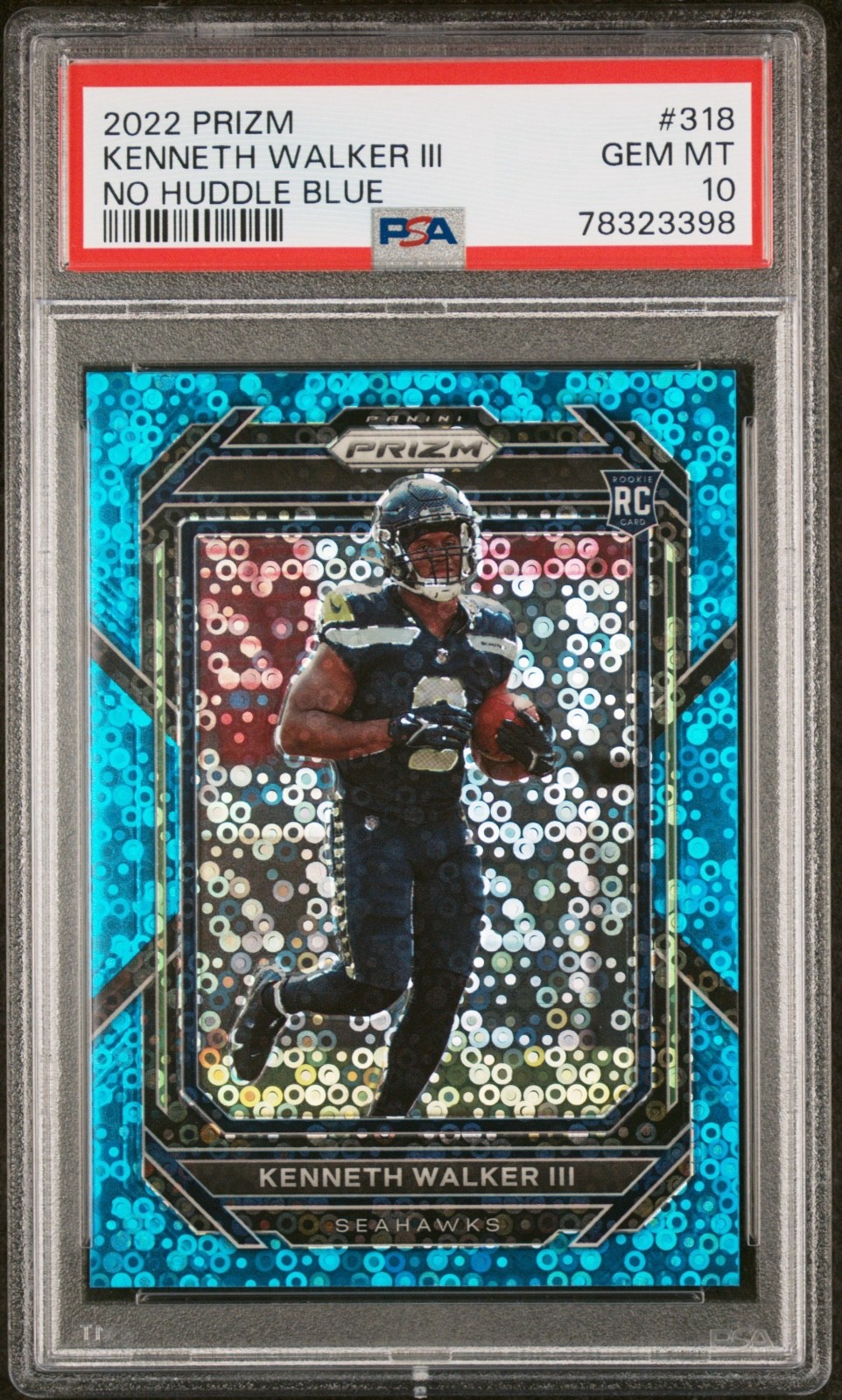 2022 Panini Prizm Kenneth Walker No Huddle Blue /79 Rookie #318 SP