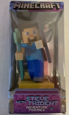   Minecraft Adventure Figures Series 4 Steve With Trident little Distressed 