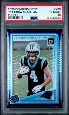 2025 Donruss Optic Tetairoa McMillan Purple 27/60 #209 PSA 10 Rookie Panthers