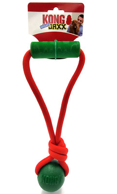 KONG Holiday Christmas Jaxx Brights Tug Ball w/Rope and Handle Dog Toy