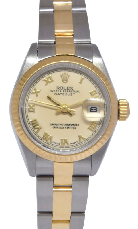 Rolex Datejust 18k Yellow Gold/steel Ivory Dial Ladies 26mm Watch 