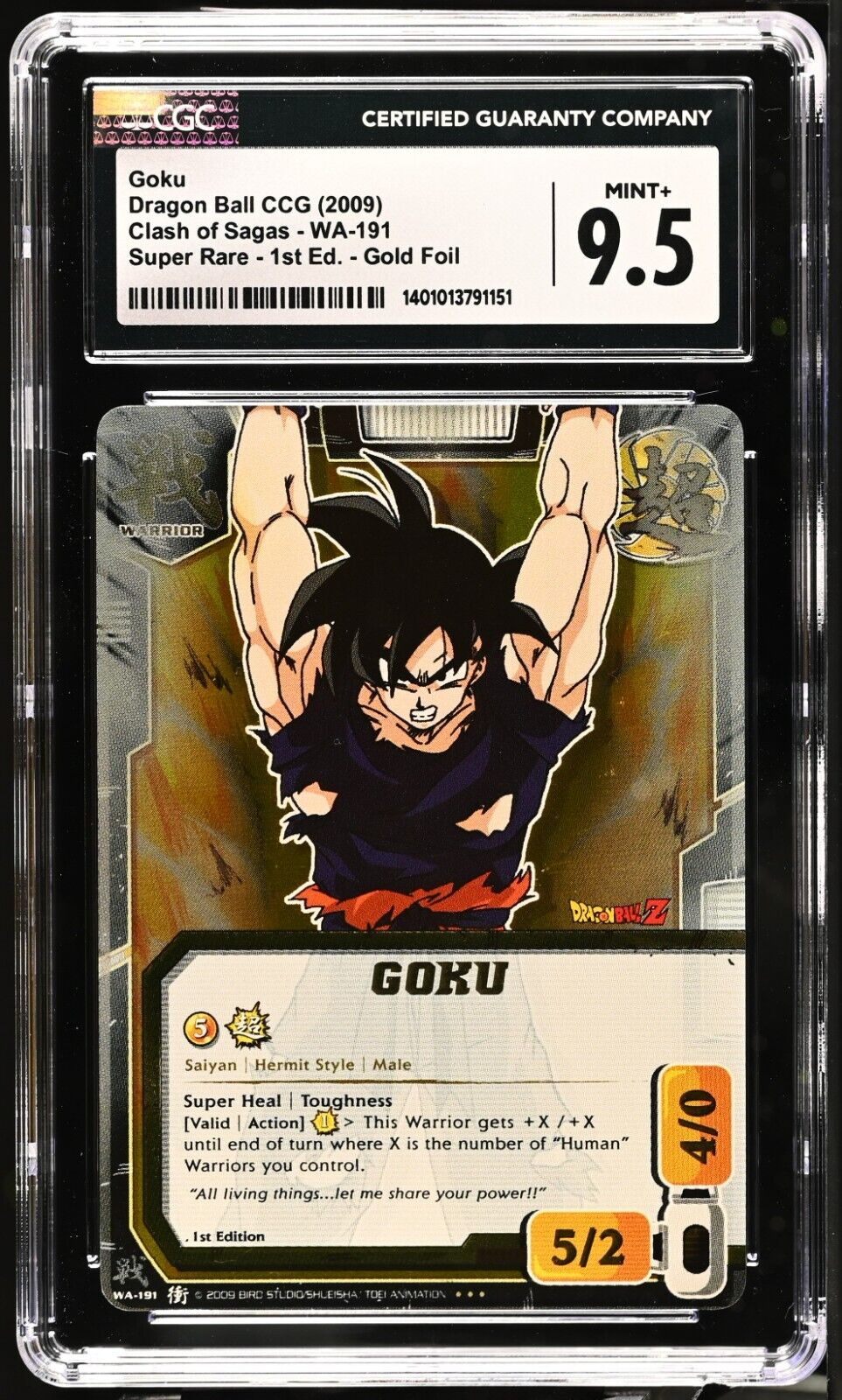 CGC 9.5 Goku 1st Edition WA-191 UR Dragon Ball Z Bandai 2009 CGC 9.5 Goku 1st Edition WA-191 UR Dragon Ball Z Bandai 2009