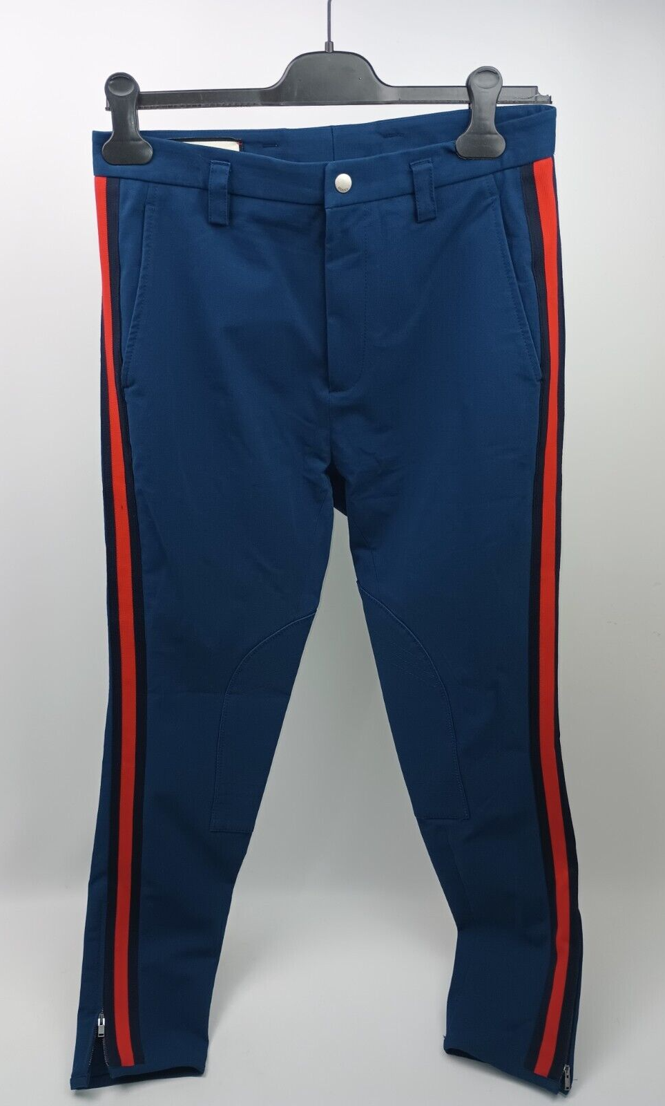 Gucci Men's Blue Stretch Gabardine Striped Web Riding
