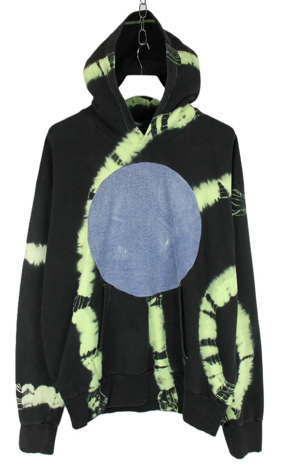 DIESEL Hoodie Men's LARGE Tie-Dyed Black Oversized Kangaroo
