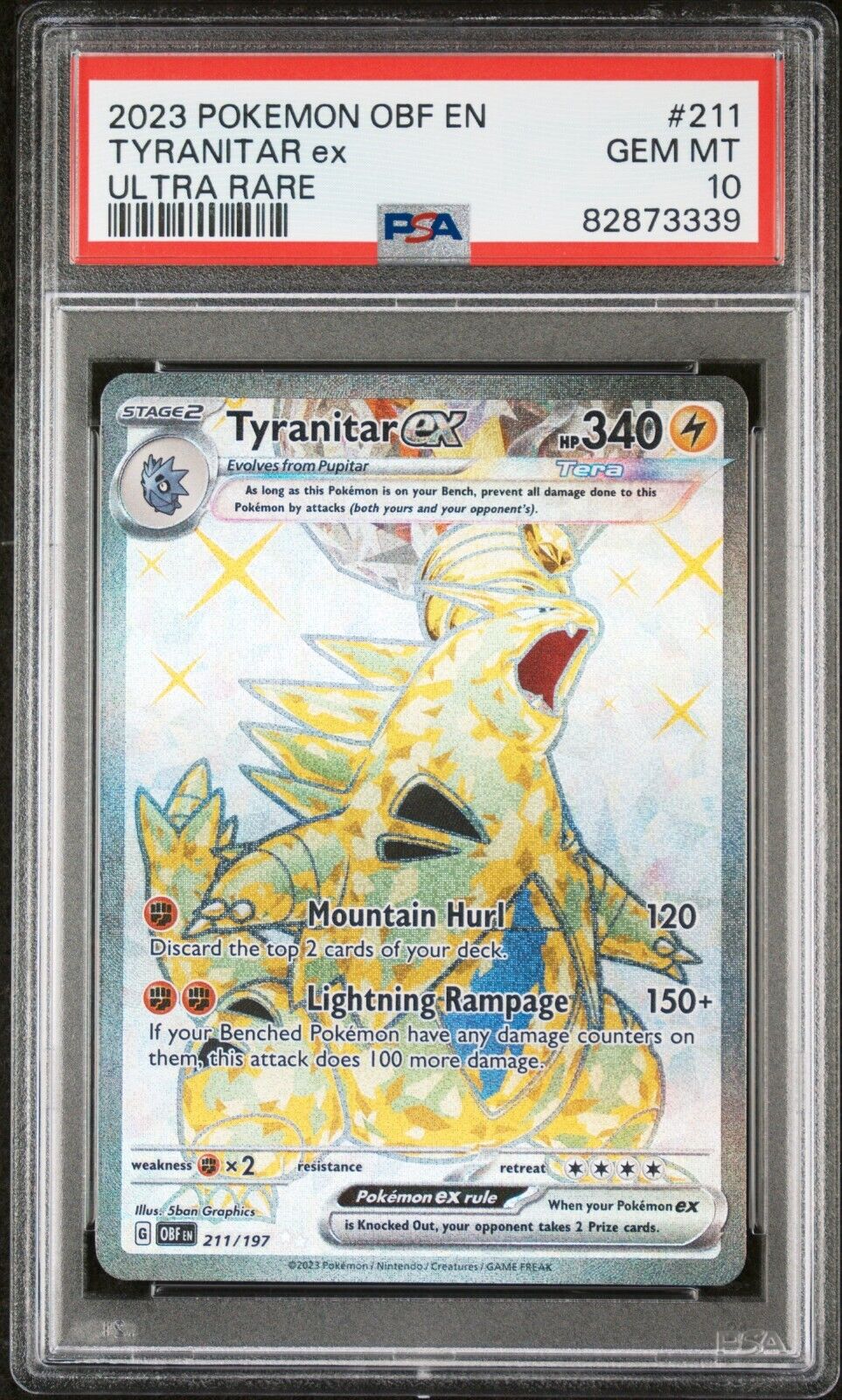 PSA 10 Gem Mint Tyranitar ex 211/197 Full Art Pokemon PSA 10 Gem Mint Tyranitar ex 211/197 Full Art Pokemon