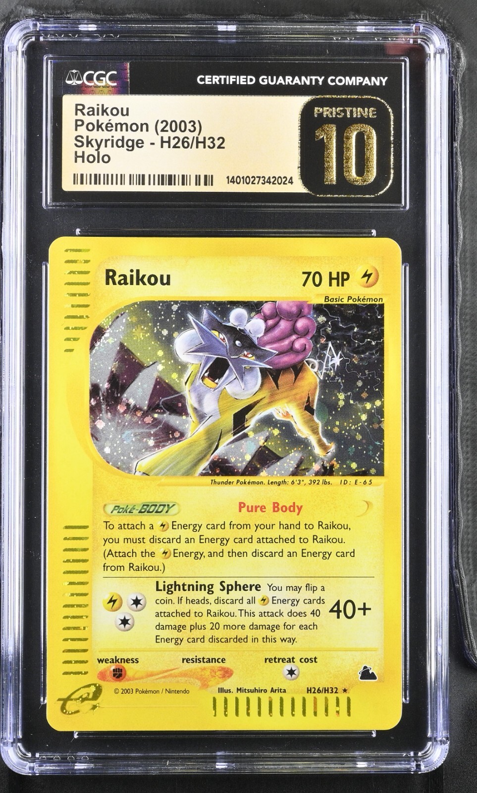 Raikou H26/H32 Skyridge Holo Rare 2003 Vintage Pokémon TCG