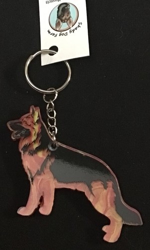 German Shepherd Dog Keychain - Metallic Red, ...