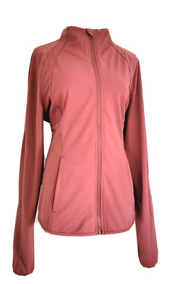 Yogalicious Nude Tech Flared Bottom Zip Front Active Jacket Red Terracotta XXL